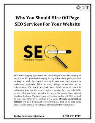 Why You Should Hire Off Page SEO Services For Your Website