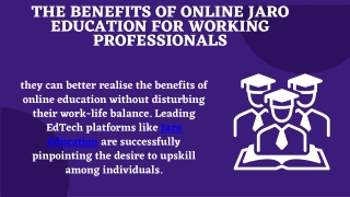 The Benefits of Online Jaro Education for Working Professionals