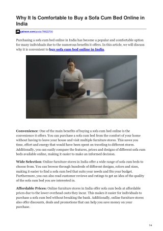 Why It Is Comfortable to Buy a Sofa Cum Bed Online in India