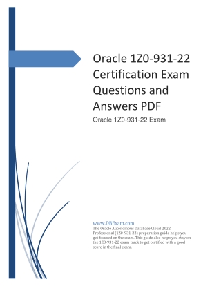 Oracle 1Z0-931-22 Certification Exam Questions and Answers PDF [2023]