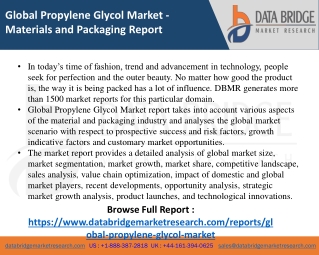 Propylene Glycol Market -Material & Packaging