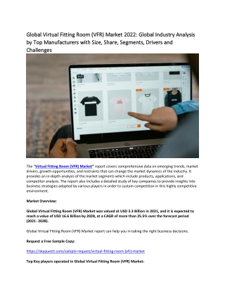 Global Virtual Fitting Room (VFR) Market 2022: Global Industry Analysis by Trend