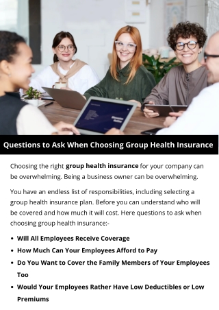 Questions to Ask When Choosing Group Health Insurance