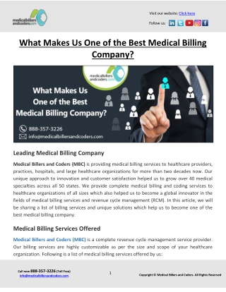 What Makes Us One of the Best Medical Billing Company?