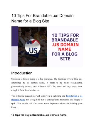 10 Tips For Brandable .us Domain Name for a Blog Site