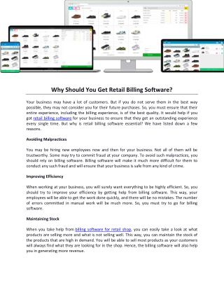 Why Should You Get Retail Billing Software