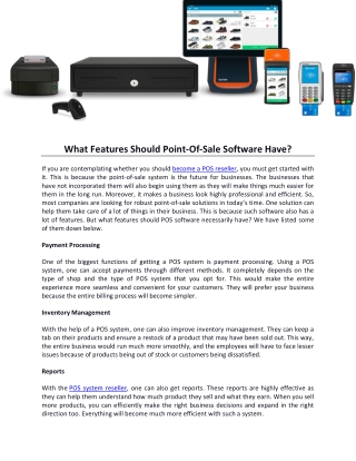 What Features Should Point-Of-Sale Software Have