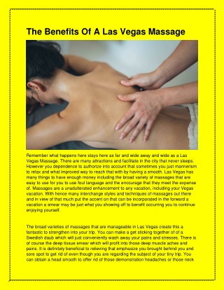 The Benefits Of A Las Vegas Massage