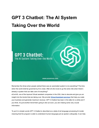 GPT 3 Chatbot_ The AI System Taking Over the World