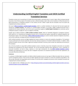 Understanding Certified English Translation and USCIS Certified Translation