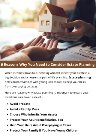 6 Reasons Why You Need to Consider Estate Planning