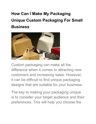 How Can I Make My Packaging Unique Custom Packaging For Small Business