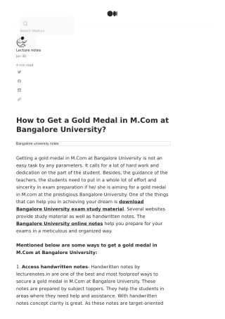 How to get a gold medal in M.Com at Bangalore University (2)