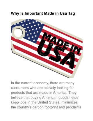 Why Is Important Made in Usa Tag