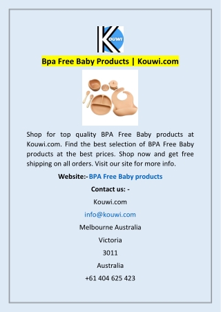 Bpa Free Baby Products | Kouwi.com