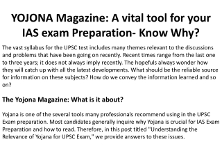 YOJONA Magazine: A vital tool for your IAS exam Preparation- Know Why?