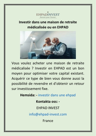 Investir dans une maison de retraite médicalisée ou en EHPAD