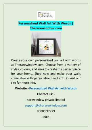 Personalized Wall Art With Words | Therarewindow.com