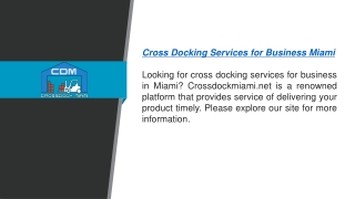 Cross Docking Services For Business Miami  Crossdockmiami.net