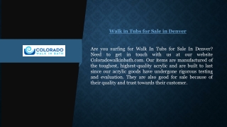 Walk in Tubs for Sale in Denver | Coloradowalkinbath.com