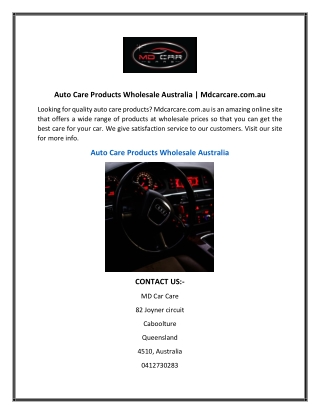 Auto Care Products Wholesale Australia  Mdcarcare.com.au