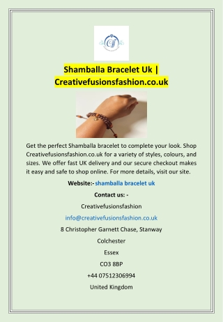 Shamballa Bracelet Uk | Creativefusionsfashion.co.uk