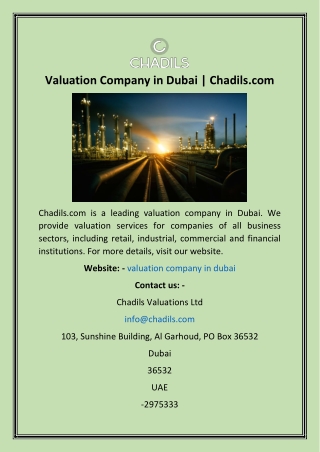 Valuation Company in Dubai  Chadils