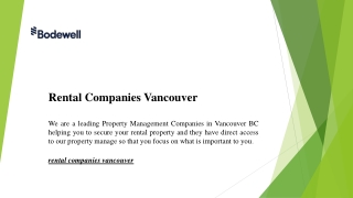 Rental Companies Vancouver | Bodewell