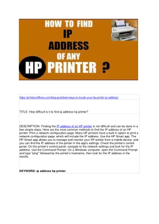 How difficult is it to find ip address hp printer?