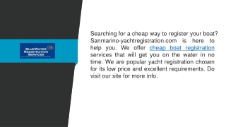 Cheap Boat Registration  Sanmarino-yachtregistration.com