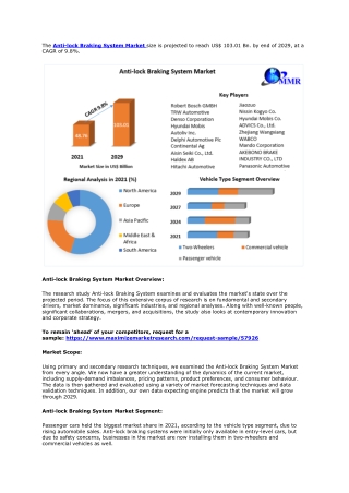 Anti-lock Braking System Market- Global Industry Analysis and Forecast (2022-202