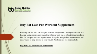 Buy Fat Loss Pre Workout Supplement | Beingbuilder.com