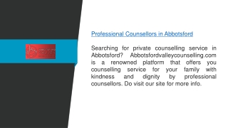 Professional Counsellors in Abbotsford  Abbotsfordvalleycounselling.com