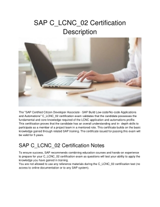 SAP C_LCNC_02 Certification Description