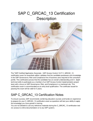 SAP C_GRCAC_13 Certification Description