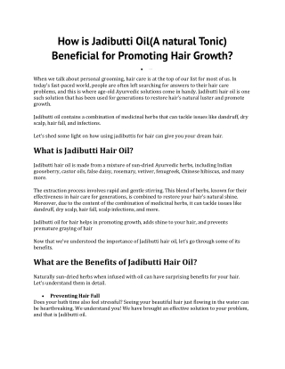 Jadibutti Hair Oil A Blessing of Ayurveda For Stimulating Hair Growth