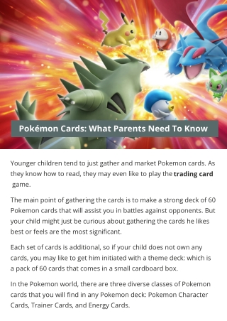 Pokémon Cards: What Parents Need To Know