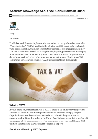 Accurate Knowledge About VAT Consultants In Dubai