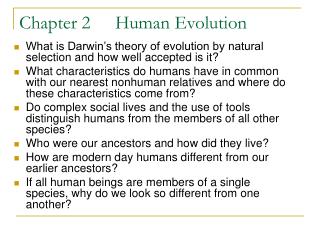 Chapter 2	Human Evolution