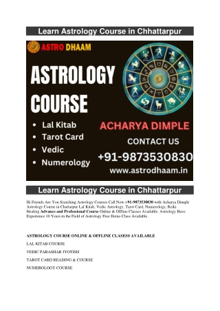 Learn Astrology Course in Chhattarpur  91-9873530830