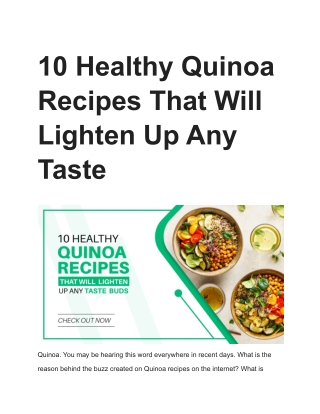 10 Healthy Quinoa Recipes That Will Lighten Up Any Taste