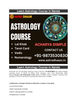 Learn Astrology Course in Narela 91-9873530830