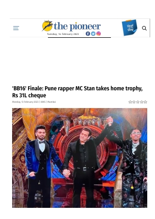 'BB16' Finale Pune rapper MC Stan takes home trophy, Rs 31L cheque