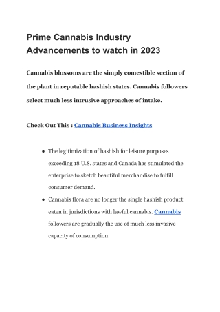 Prime Cannabis Industry Advancements to watch in 2023