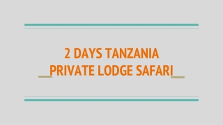 2 DAYS TANZANIA PRIVATE LODGE SAFARI