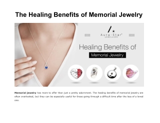 The Healing Benefits of Memorial Jewelry