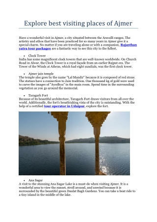Explore best visiting places of Ajmer
