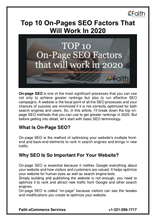 Top 10 On-Pages SEO Factors That Will Work In 2020