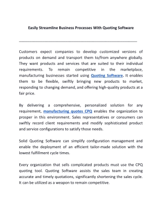 Easily Streamline Business Processes With Quoting Software