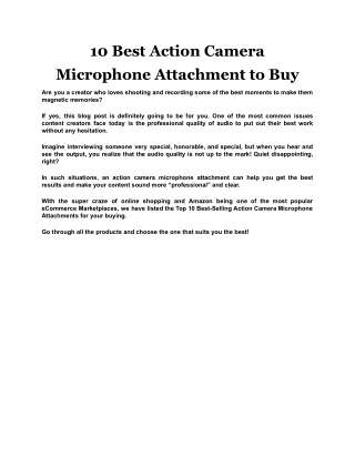 10 Best Action Camera Microphone Attachment to Buy
